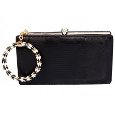 Bvlgari Serpenti ingelijste pochette in hagedisleer zwart