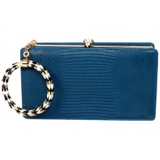 Bvlgari Serpenti ingelijste pochette in hagedishuidblauw