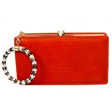 Bvlgari Serpenti ingelijste pochette in hagedissenleer oranje