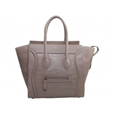 Celine Luggage Medium Tote in kalfsleer kaki met krokodillenleer