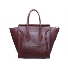 Celine Luggage Medium Tote in kalfsleer, wijnrood