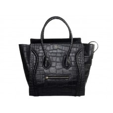 Celine Luggage Medium Tote in krokodillenleer zwart
