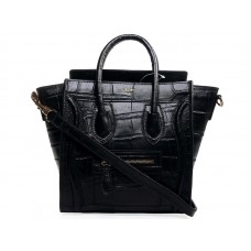 Celine Luggage Mini Tote in zwart krokodillenleer