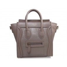 Celine Luggage Mini Tote in kaki kalfsleer met krokodillenleer