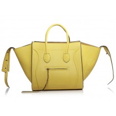 Celine Luggage Phantom Square Tote Bag Citroengeel met zwarte afwerking