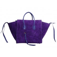 Celine Luggage Phantom Square Tote Bag van suède leer in paars