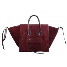 Celine Luggage Phantom Square Tote Bag Suède Leer Wijnrood