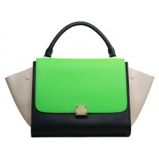 Celine Trapeze schoudertas van meerkleurig kalfsleer in de kleuren groen/zwart/crème.