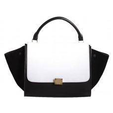 Celine Trapeze schoudertas, meerkleurig kalfsleer, wit/zwart/suède zwart