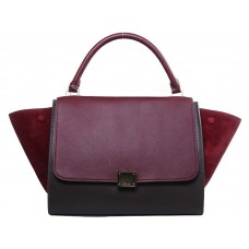 Celine Trapeze schoudertas van veelkleurig kalfsleer in de kleuren wijnrood/bruin/wijnrood