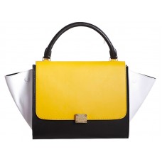 Celine Trapeze schoudertas van meerkleurig kalfsleer in geel/zwart/wit.