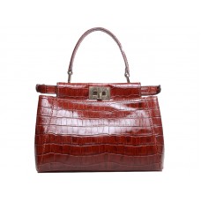 Fendi Iconic Mini Peekaboo Tas in bordeauxrood krokodillenleer