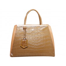 Fendi 2jours Tote Bag van kalfsleer met krokodillenprint in beige