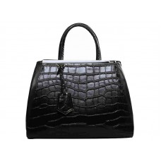 Fendi 2jours Tote Bag van kalfsleer met krokodillenprint in zwart