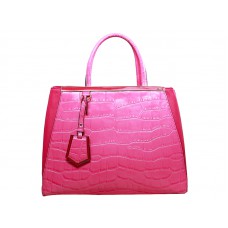 Fendi 2jours Kalfsleren Tote Bag Krokodillenprint Felroze