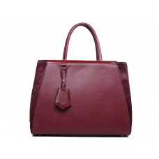 Fendi 2jours Kalfsleren Tote Bag Wijnrood met Bont