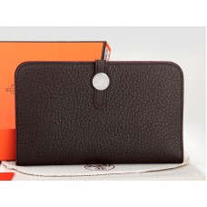 Hermes Dogon Togo Originele leren portemonnee met chocoladekleurige accenten