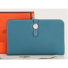 Hermes Dogon Togo Original leren portemonnee, medium blauw
