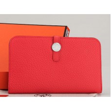 Hermes Dogon Togo Original leren portemonnee in watermeloenrood
