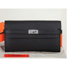 Hermes Dogon Togo Original lederen Kelly lange portemonnee zwart