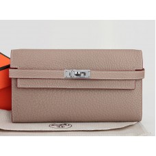 Hermes Dogon Togo Original Leather Kelly Long Wallet Grijs