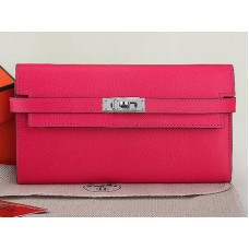 Hermes Epsom Original Kalfsleren Kelly Lange Portemonnee Felroze