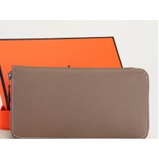 Hermes portemonnee met rits, origineel Epsom kalfsleer, grijs