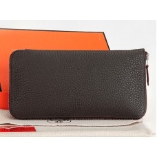 Hermes portemonnee met rits, origineel leer, donker kaki