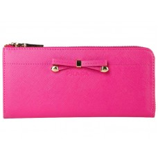 Prada Saffiano portemonnee met ritssluiting en strikdetail, felroze