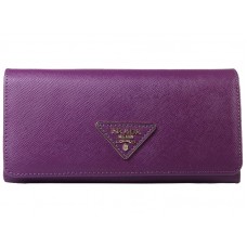 Prada Saffiano leren portemonnee met driehoekig logo, paars