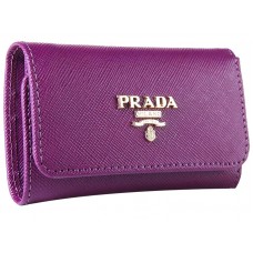 Prada Saffiano sleutelhouder voor 6 sleutels, paars