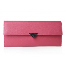 Prada portemonnee van Saffiano kalfsleer met dubbele vouw, roze
