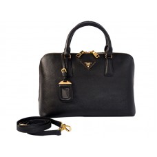 Prada Saffiano leren handtas met handvat, middelgroot, zwart