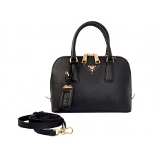 Prada Saffiano leren mini-handtas met handvat, zwart