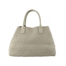 Bottega Veneta Barcelona Cabat Met Stiksels Grijs