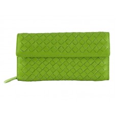 Bottega Veneta Intrecciato Nappa Continental Portemonnee Met Knoop Groen