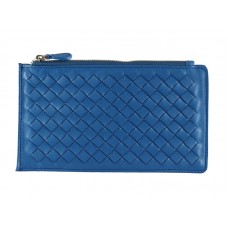 Bottega Veneta Intrecciato nappaleer portemonnee met ritssluiting blauw