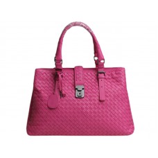 Bottega Veneta Roma Intrecciato leren draagtas felroze