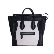 Celine Luggage Large Tote in kalfsleer zwart/suède gebroken wit