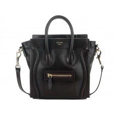 Celine Luggage Mini Tote in kalfsleer, chocoladebruin
