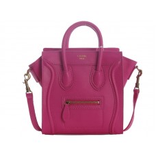 Celine Luggage Mini Tote in kalfsleer, felroze