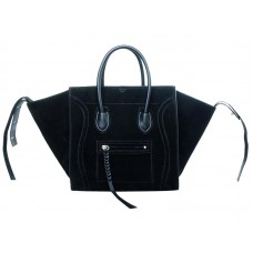Celine Luggage Phantom Square Tote Bag van suèdeleer in zwart
