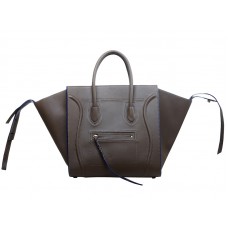 Celine Luggage Phantom Square Tote Bag Grijs met Blauwe Afwerking