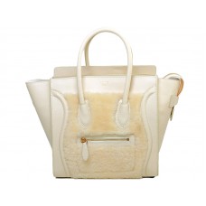 Celine Luggage Small Tote in kalfsleer crème/wollen crème