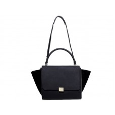 Celine Trapeze schoudertas van kalfsleer zwart / suède zwart