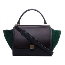 Celine Trapeze schoudertas van kalfsleer in bruin/suède groen