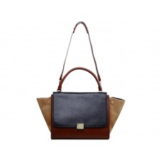 Celine Trapeze schoudertas van meerkleurig kalfsleer in zwart/wijnrood/bruin.