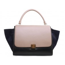 Celine Trapeze schoudertas van meerkleurig kalfsleer in roze/zwart/suèdeblauw