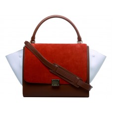 Celine Trapeze schoudertas van meerkleurig kalfsleer in de kleuren rood/bruin/wit.