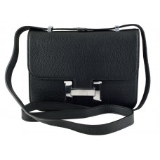 Hermes Constance 23 schoudertas, Togo leer, zwart